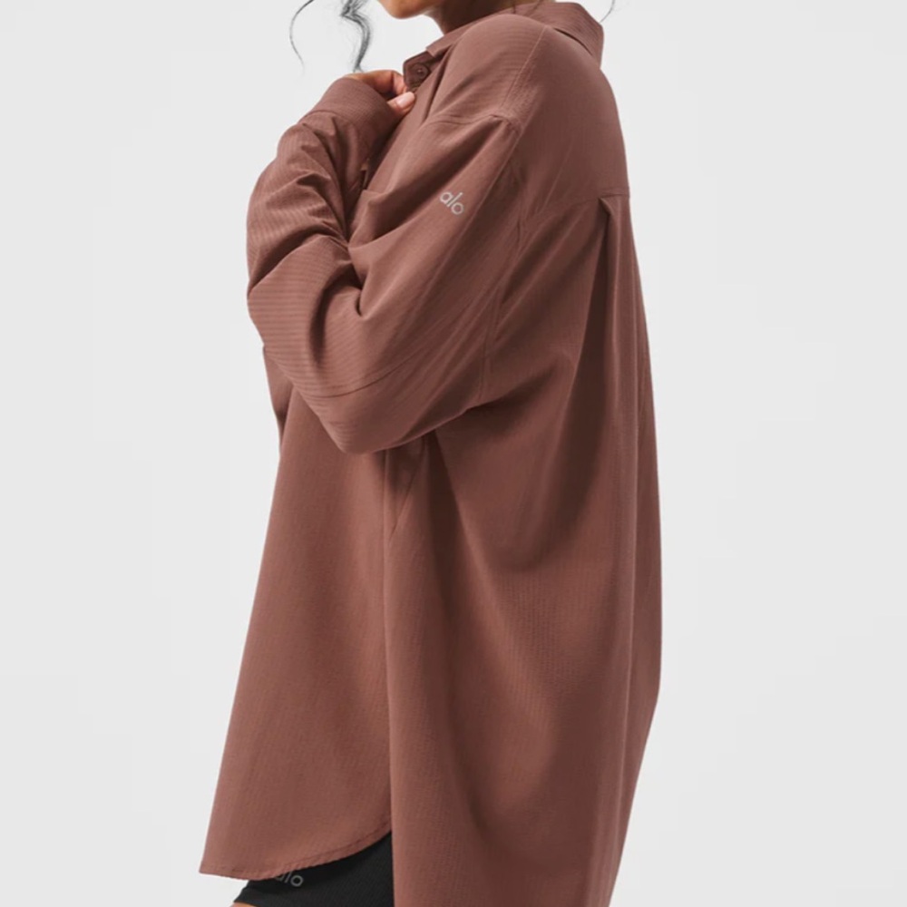ALO Yoga Brown Button Down Shirt